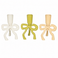 Enameled Cast Aluminum Taper Holder w Bow Shaped Base, BEIGE ONLY