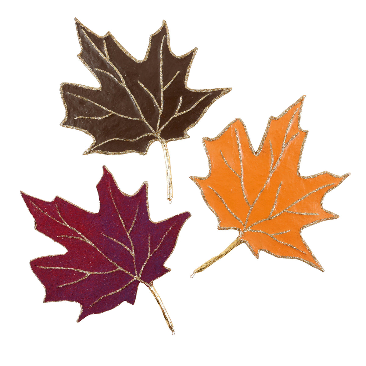 9" PAPER MACHE FALL LEAF-BROWN