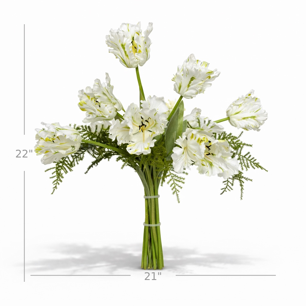 Parrot Tulip Drop in Arrangement with Asparagus Fern