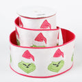 4" X 5 YDS WHITE VELVET GREEN MONSTER WITH PINK DUPION BACKED RIBBON