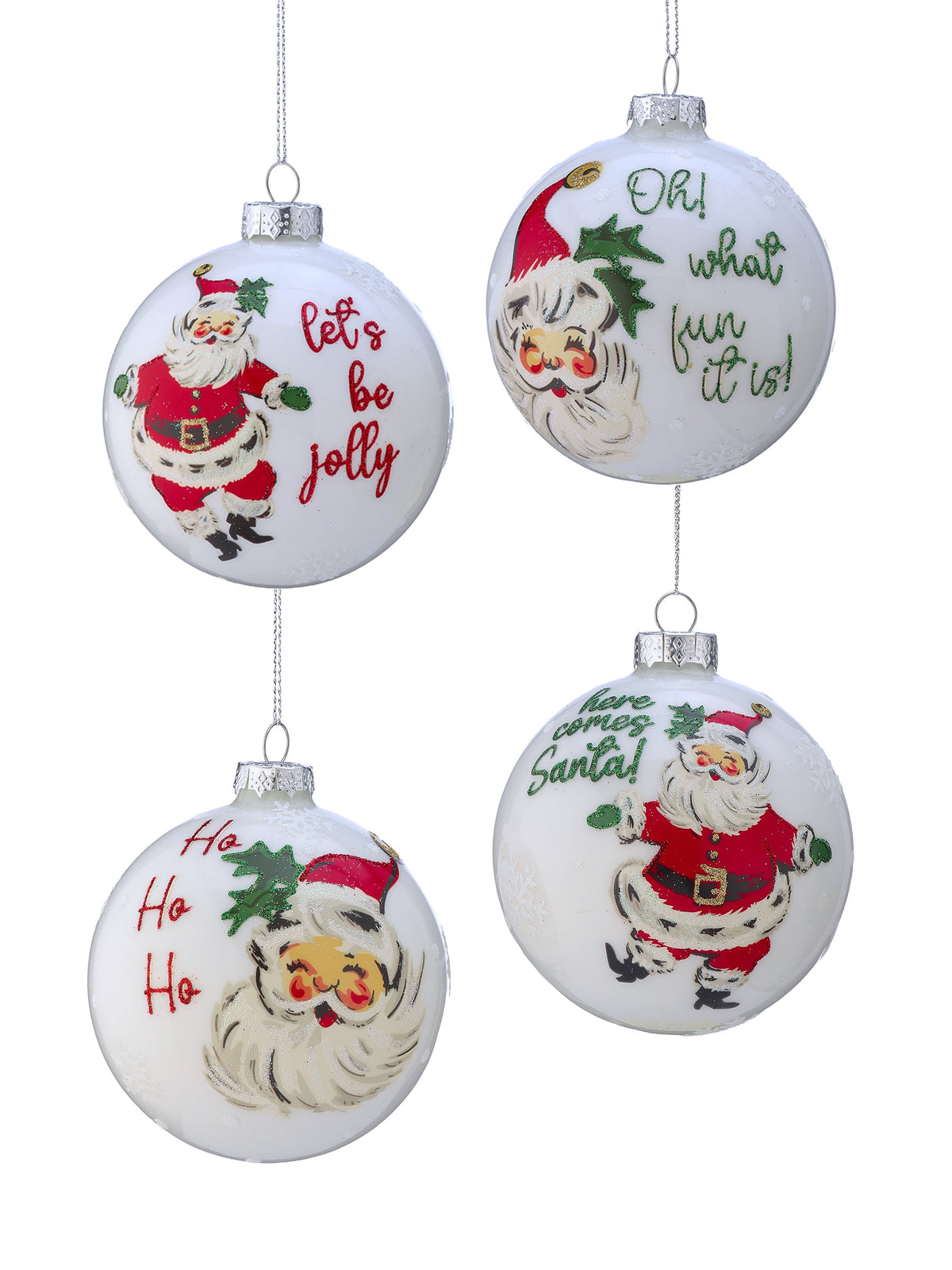 4" Glass Dancing Santa Ball Ornament (Let's be Jolly Only)