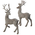 18" RSN GLITTER RATTAN STANDING DEER 2AST