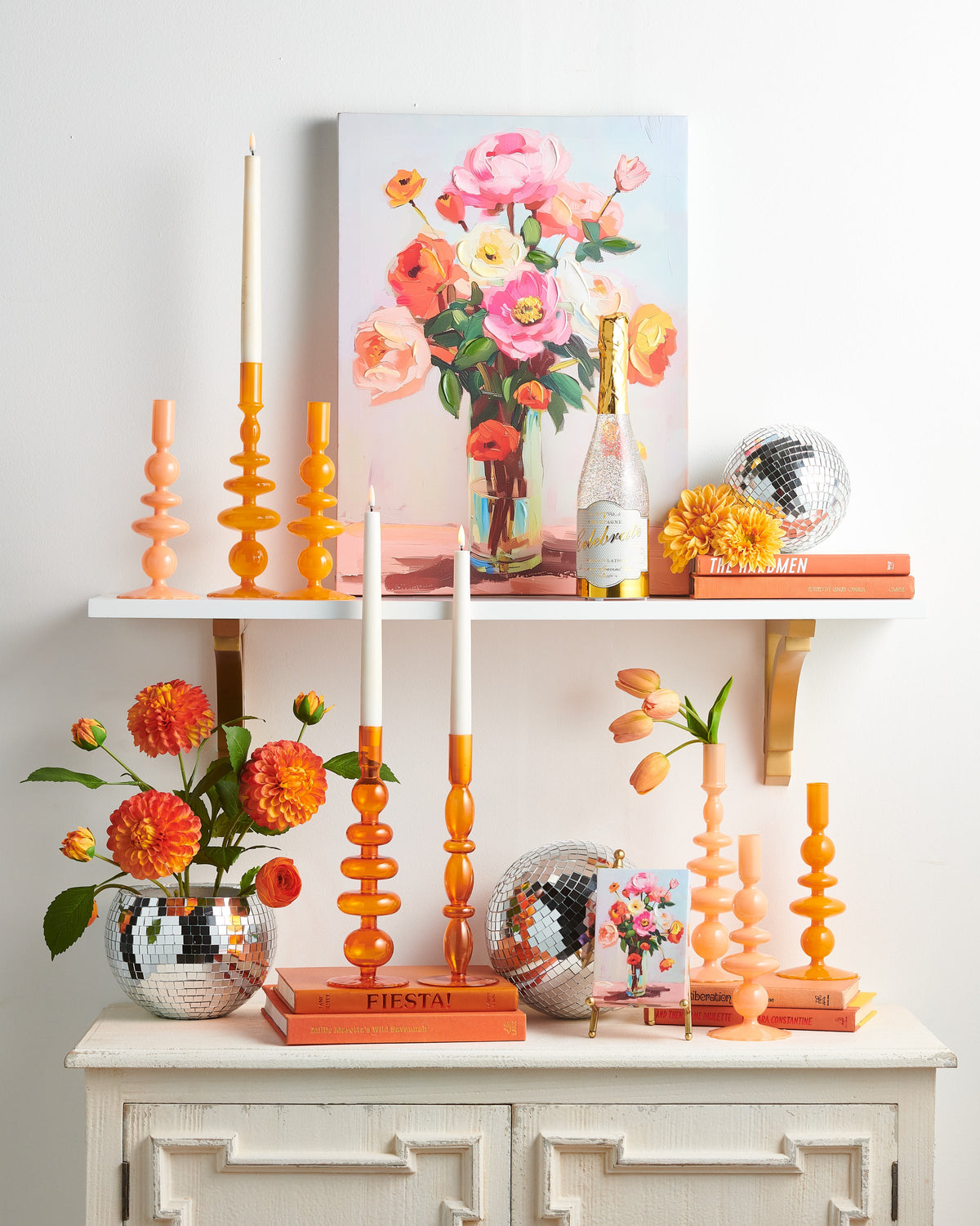 9" ORANGE CANDLE STICKS (SMALL ONLY)