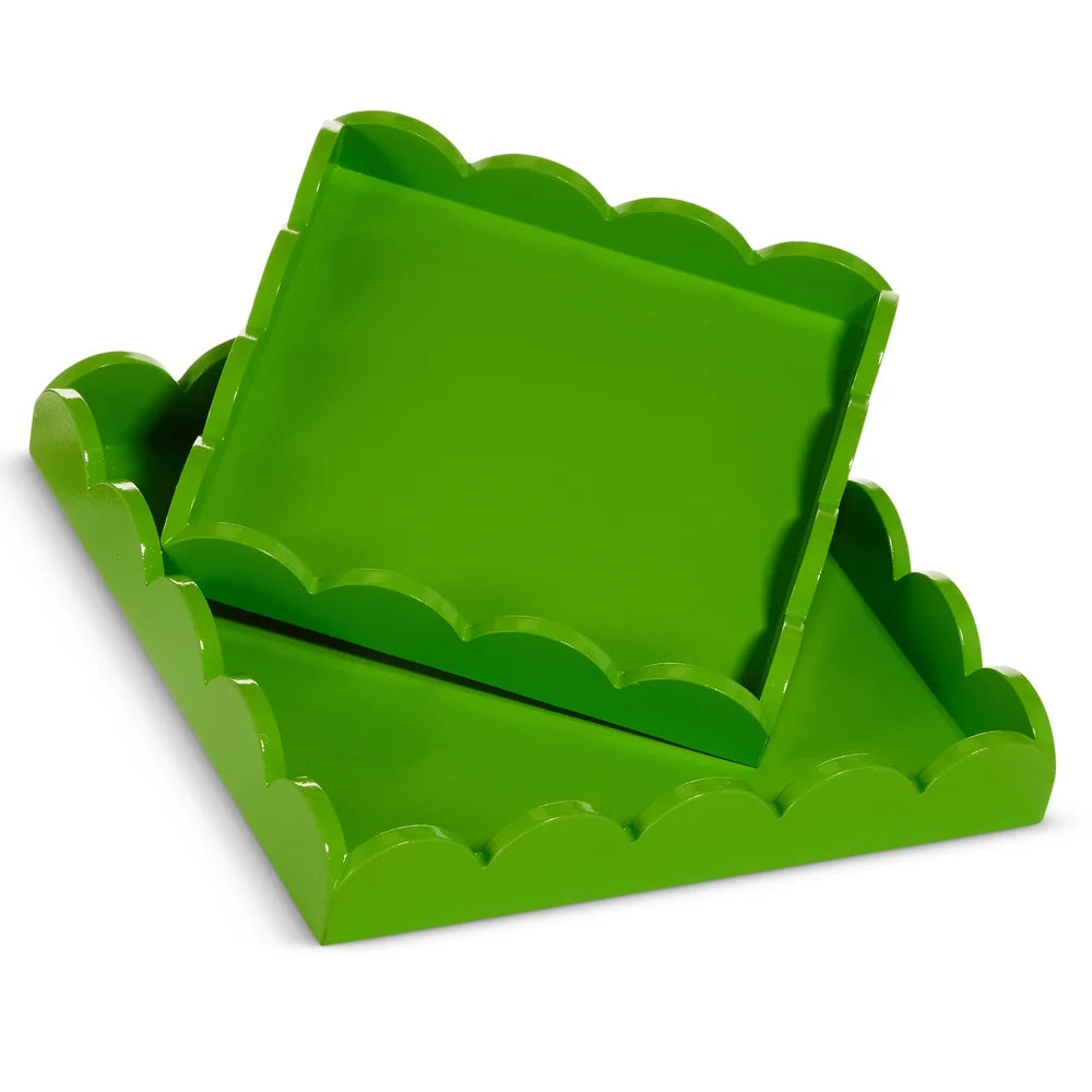12" Green Scalloped Trays (LARGE ONLY)
