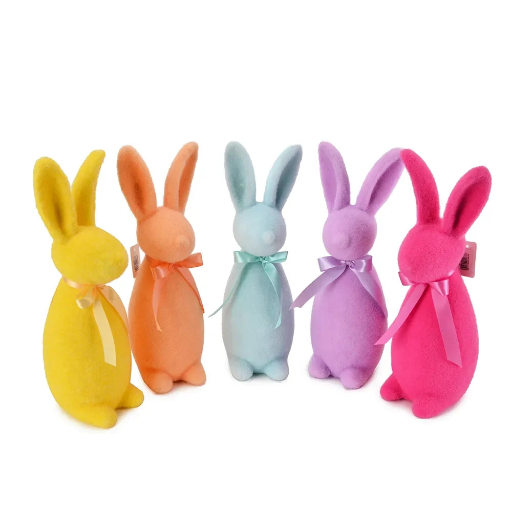 L5.5"W4.7"H14.2" FLOCKED EASTER RABBIT (YELLOW ONLY)