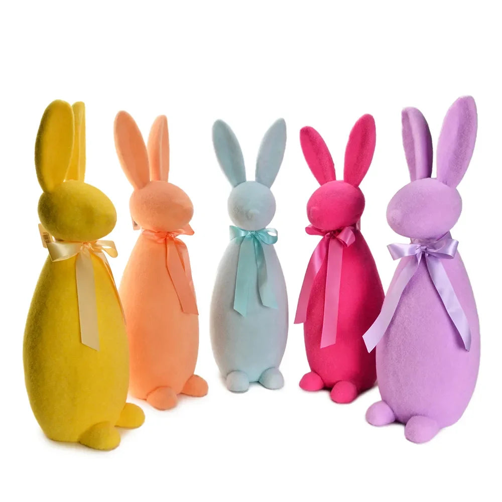 L12.2"W11"H34.6" FLOCKED EASTER RABBIT (BLUE ONLY)