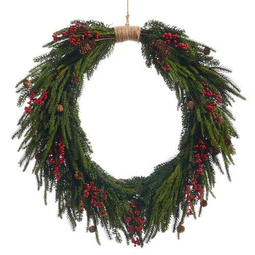 33" Berry  Pinecone and Pine Wreath