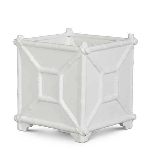 8.5" White Bamboo Planter