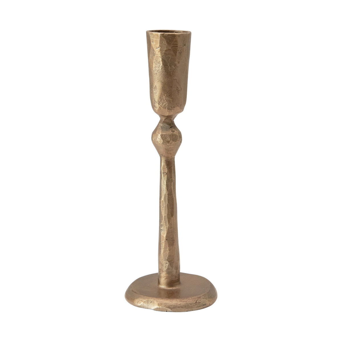 7"H Metal Taper Holder, Antique Brass Finish